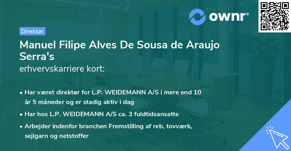 Manuel Filipe Alves De Sousa de Araujo Serra's erhvervskarriere kort
