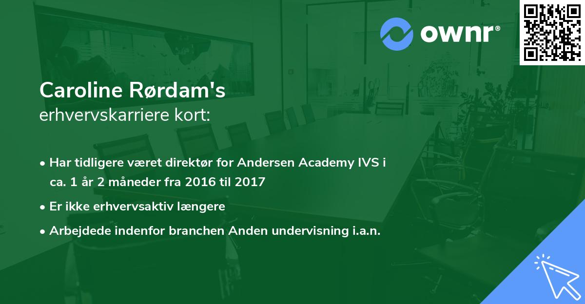 Caroline Rørdam's erhvervskarriere kort