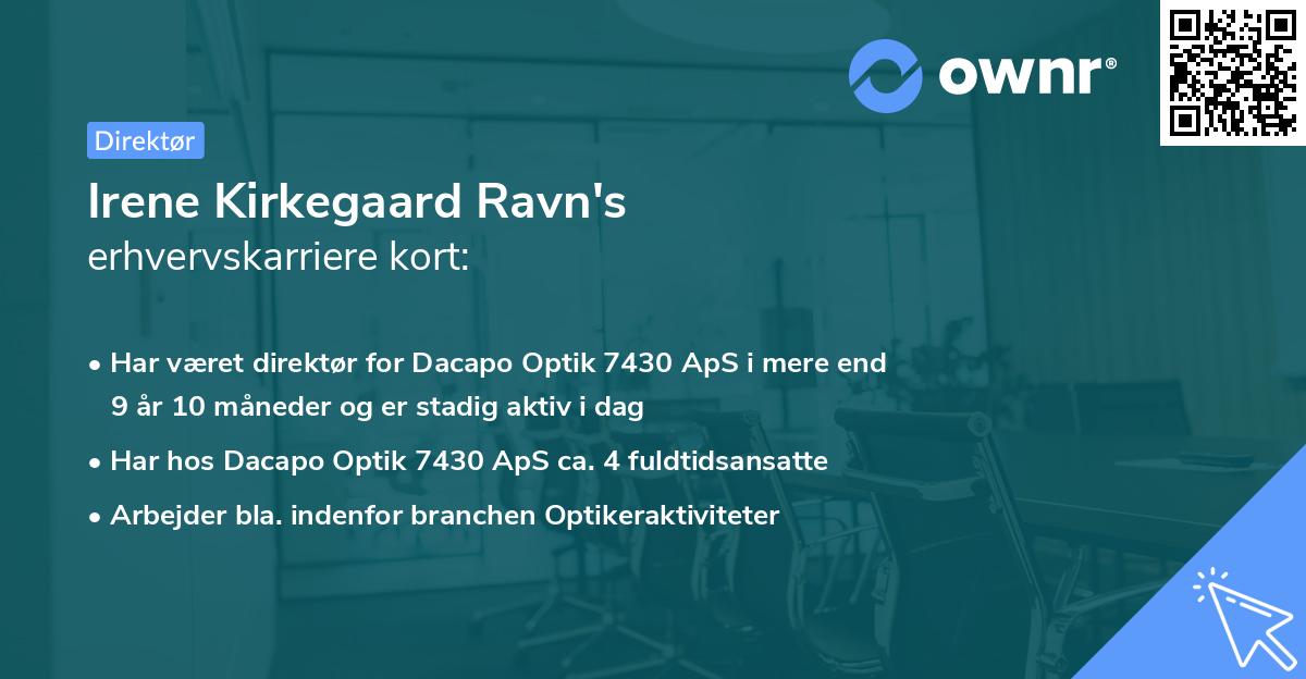 Irene Kirkegaard Ravn's erhvervskarriere kort