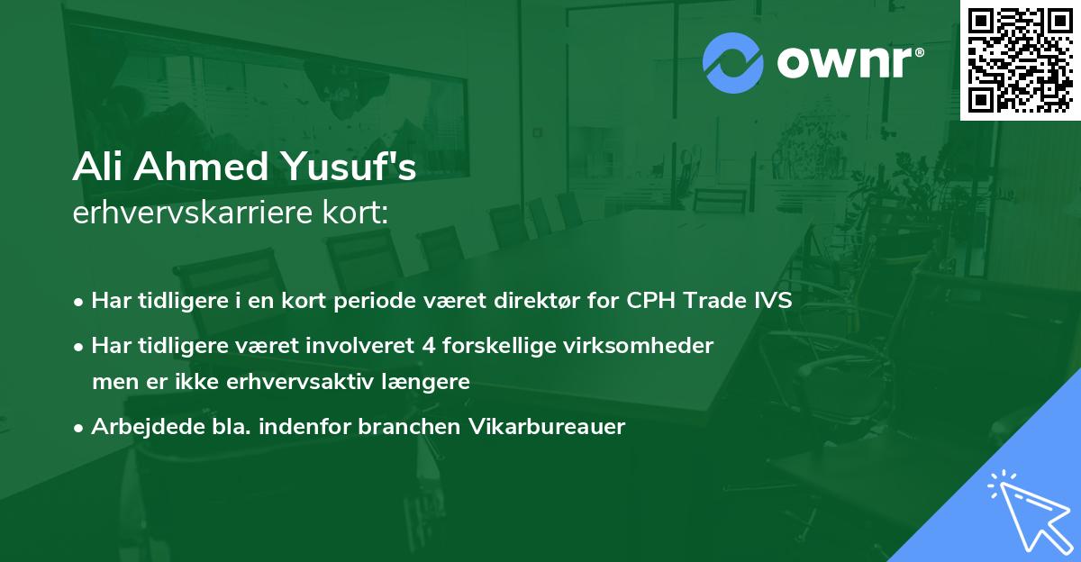 Ali Ahmed Yusuf's erhvervskarriere kort