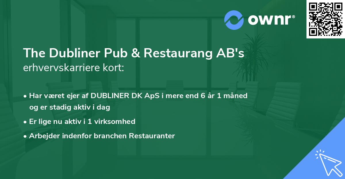 The Dubliner Pub & Restaurang AB's erhvervskarriere kort