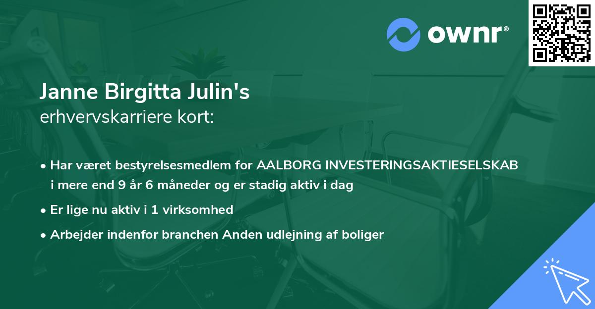 Janne Birgitta Julin's erhvervskarriere kort