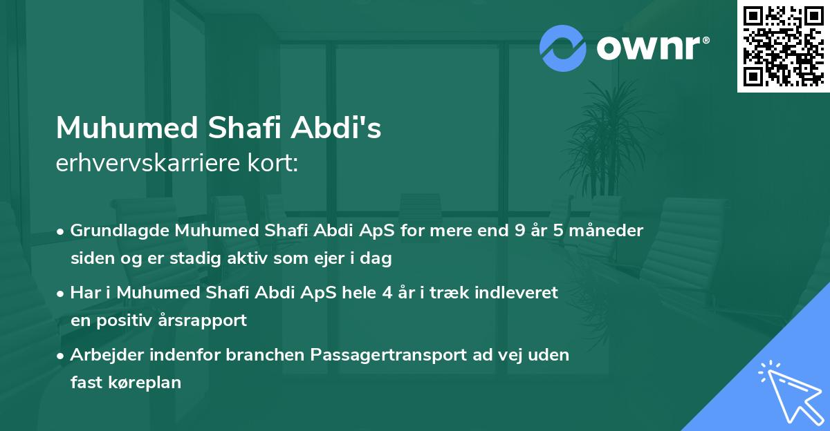 Muhumed Shafi Abdi's erhvervskarriere kort