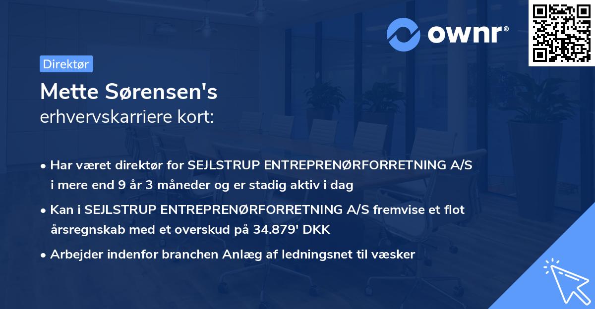 Mette Sørensen's erhvervskarriere kort