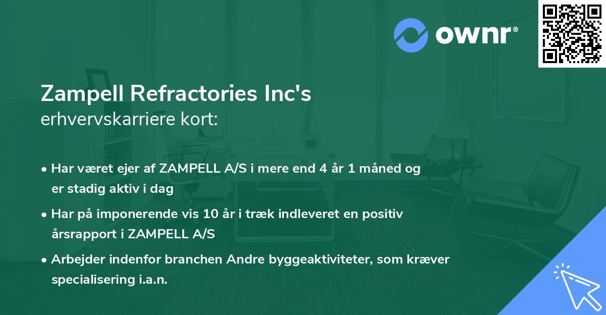 Zampell Refractories Inc's erhvervskarriere kort