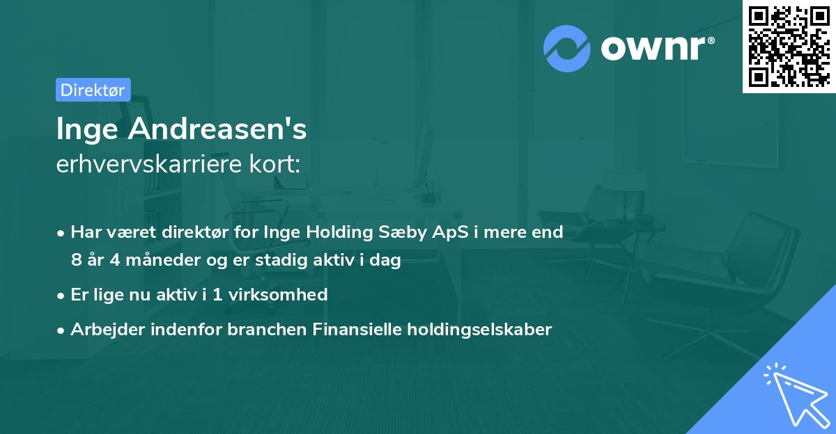 Inge Andreasen's erhvervskarriere kort