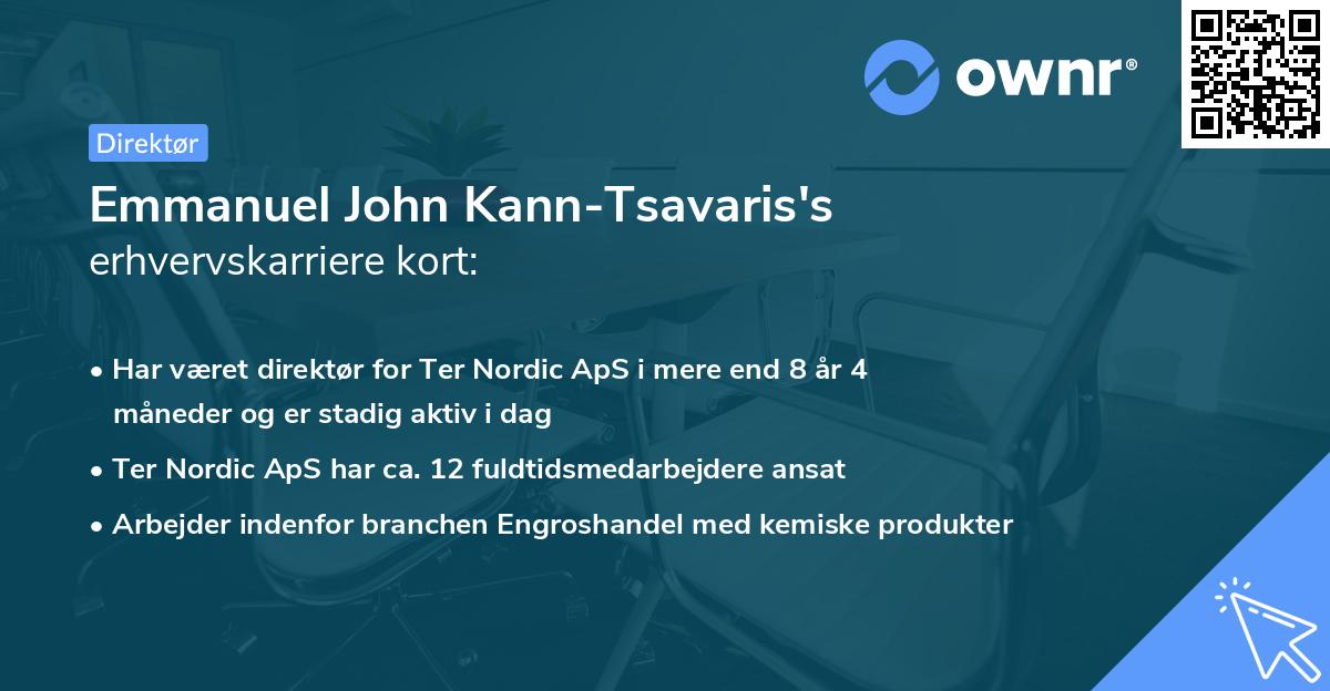Emmanuel John Kann-Tsavaris's erhvervskarriere kort