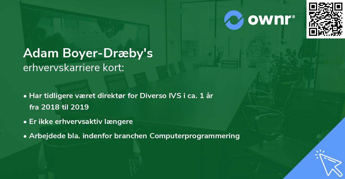 Adam Boyer-Dræby's erhvervskarriere kort
