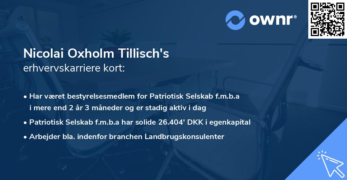 Nicolai Oxholm Tillisch's erhvervskarriere kort