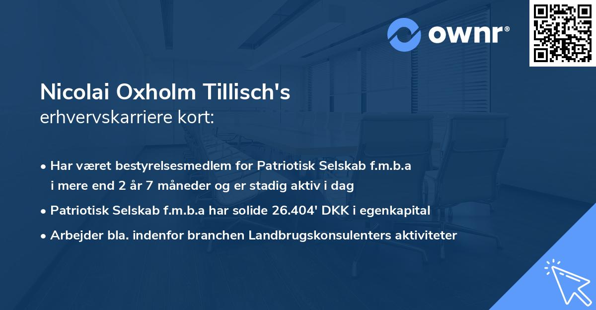 Nicolai Oxholm Tillisch's erhvervskarriere kort