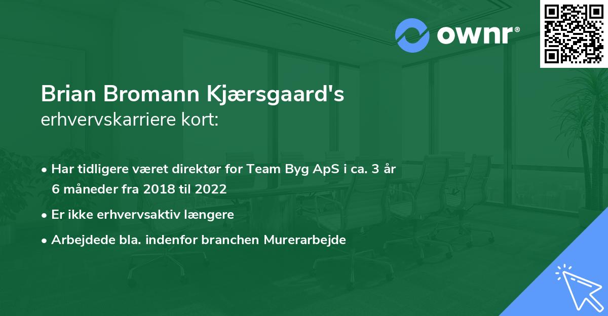 Brian Bromann Kjærsgaard's erhvervskarriere kort