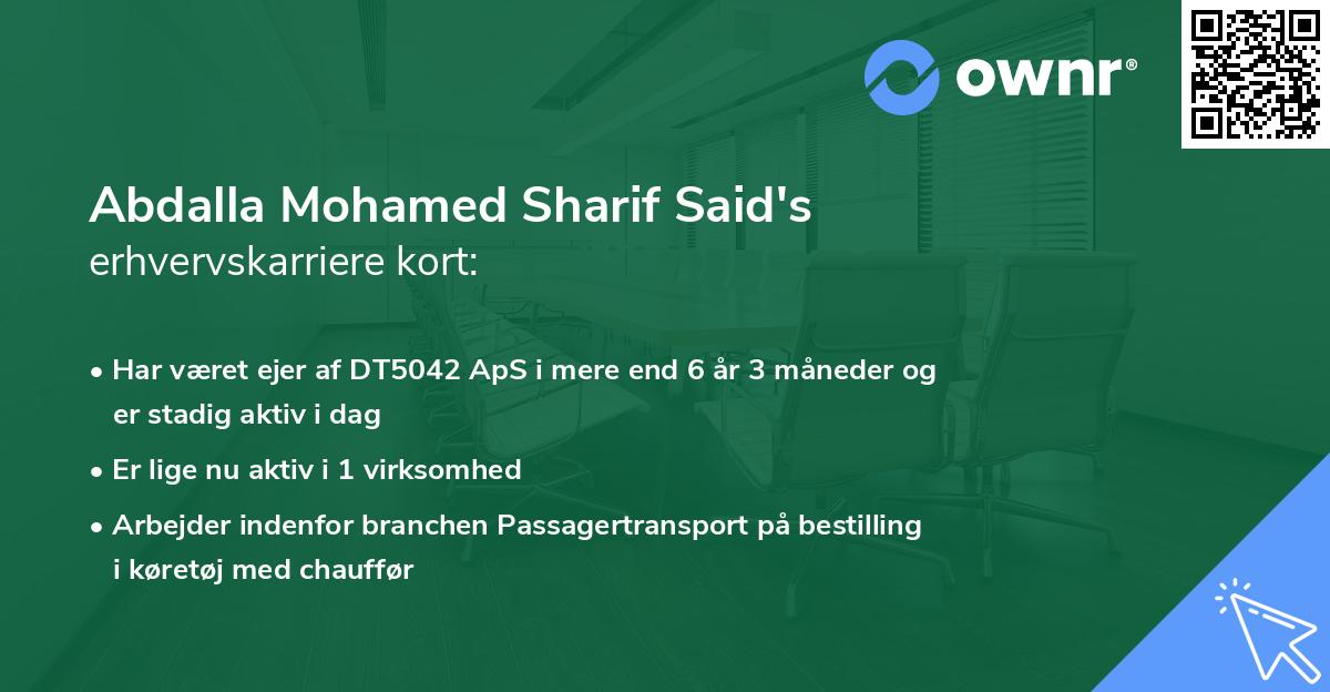 Abdalla Mohamed Sharif Said's erhvervskarriere kort