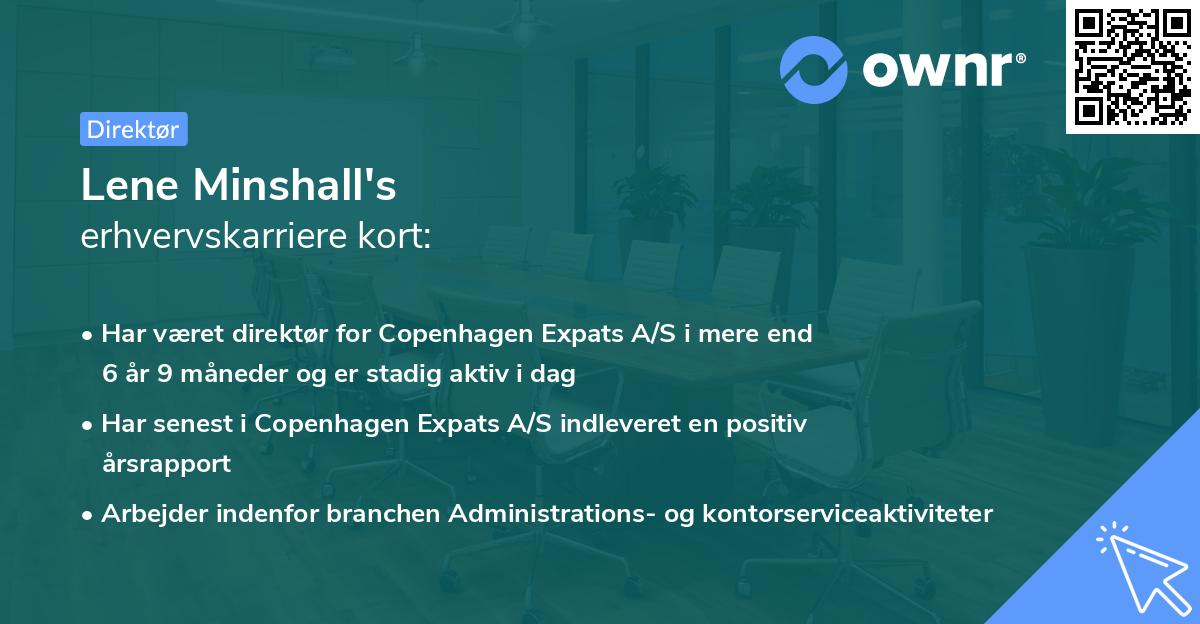 Lene Minshall's erhvervskarriere kort