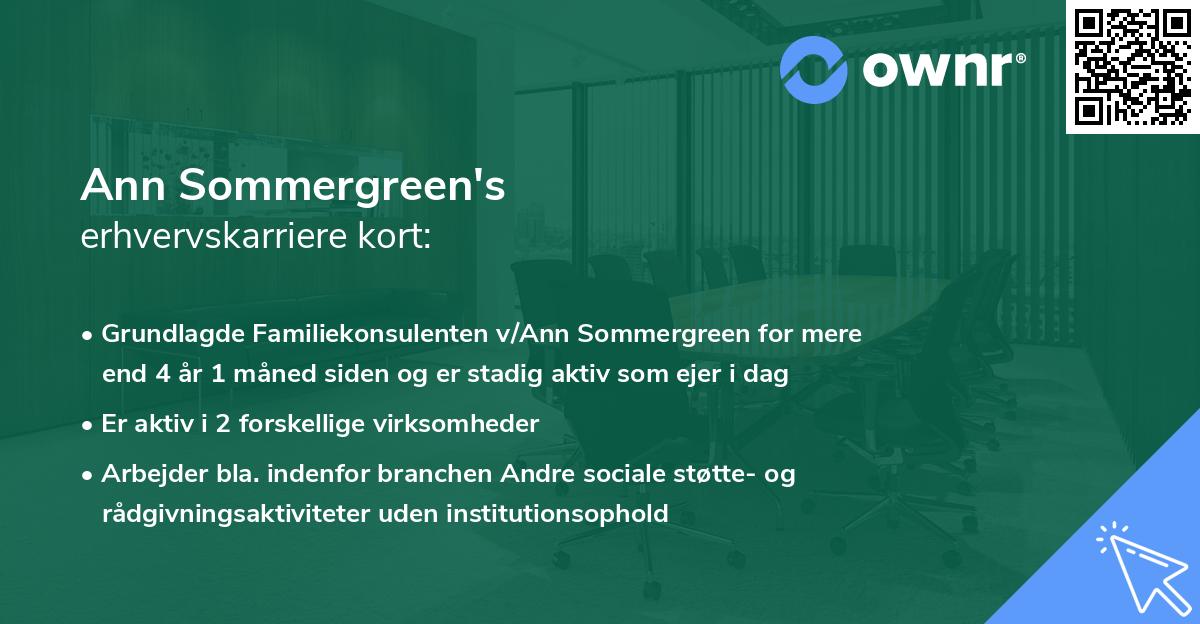 Ann Sommergreen's erhvervskarriere kort