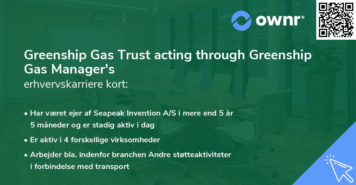 Greenship Gas Trust acting through Greenship Gas Manager's erhvervskarriere kort