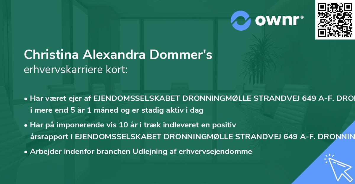 Christina Alexandra Dommer's erhvervskarriere kort