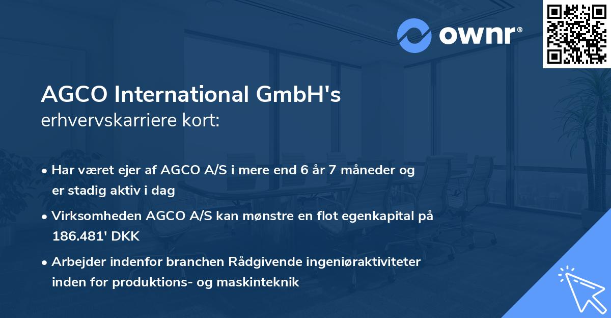 AGCO International GmbH's erhvervskarriere kort