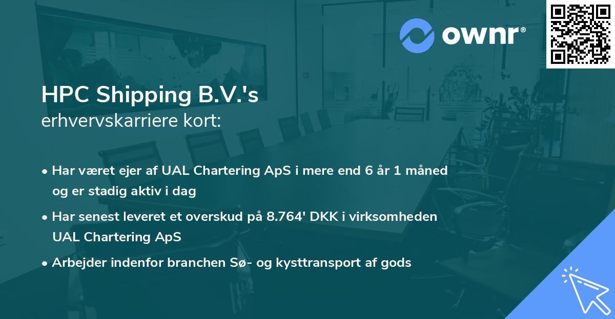HPC Shipping B.V.'s erhvervskarriere kort
