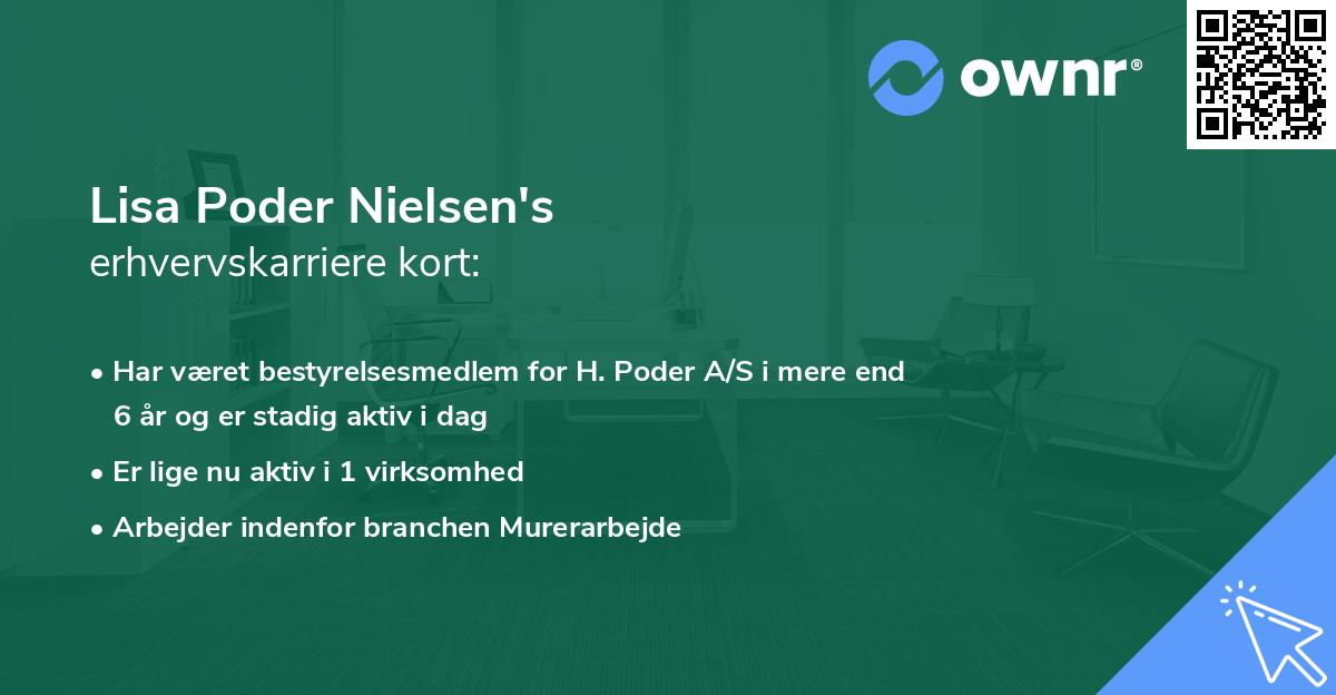 Lisa Poder Nielsen's erhvervskarriere kort