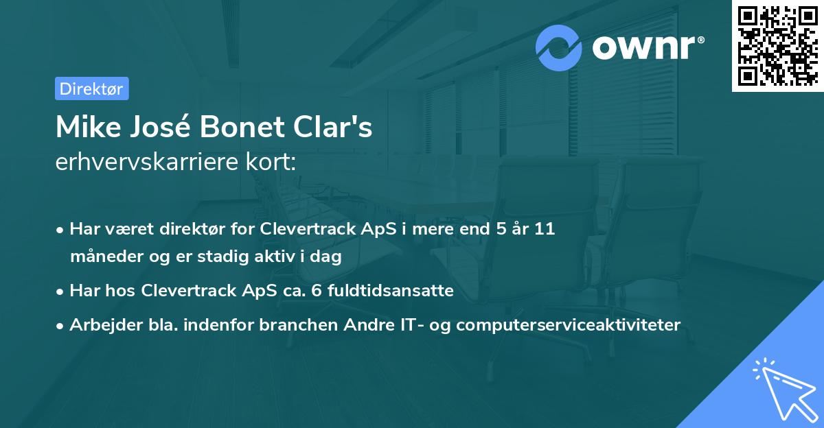 Mike José Bonet Clar's erhvervskarriere kort