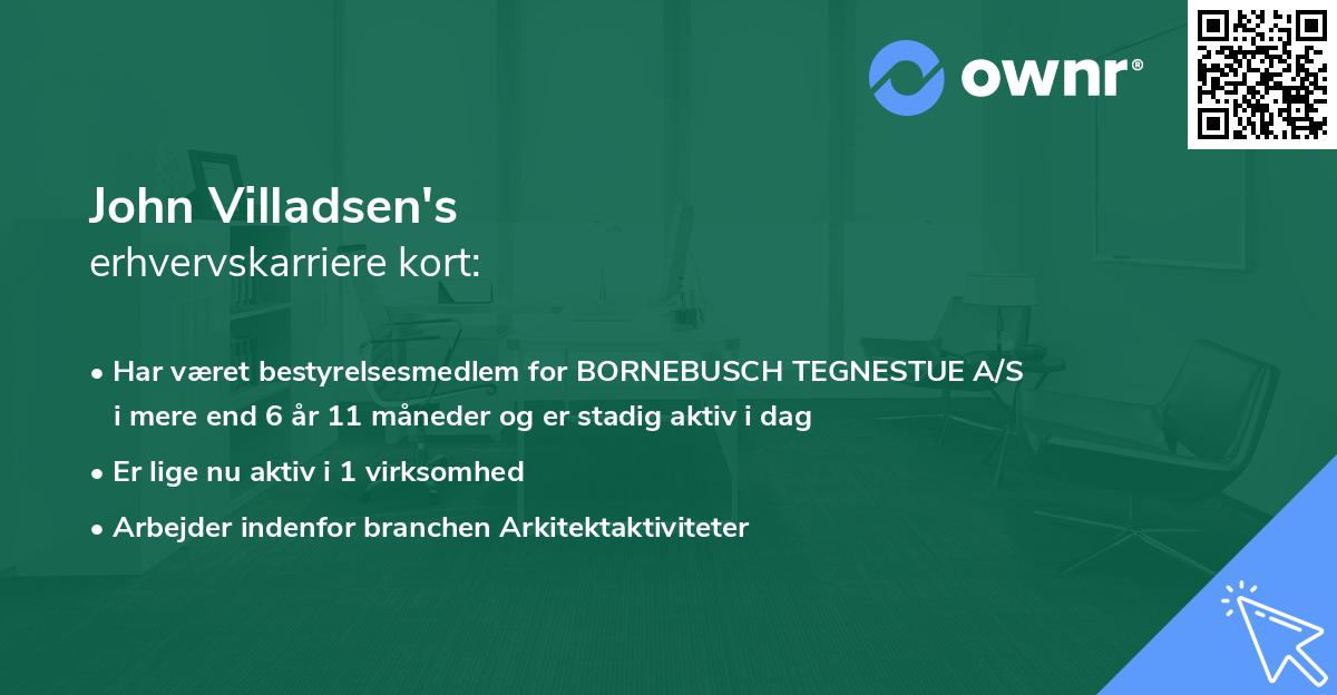 John Villadsen's erhvervskarriere kort