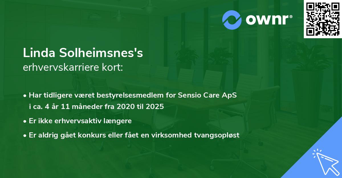 Linda Solheimsnes's erhvervskarriere kort