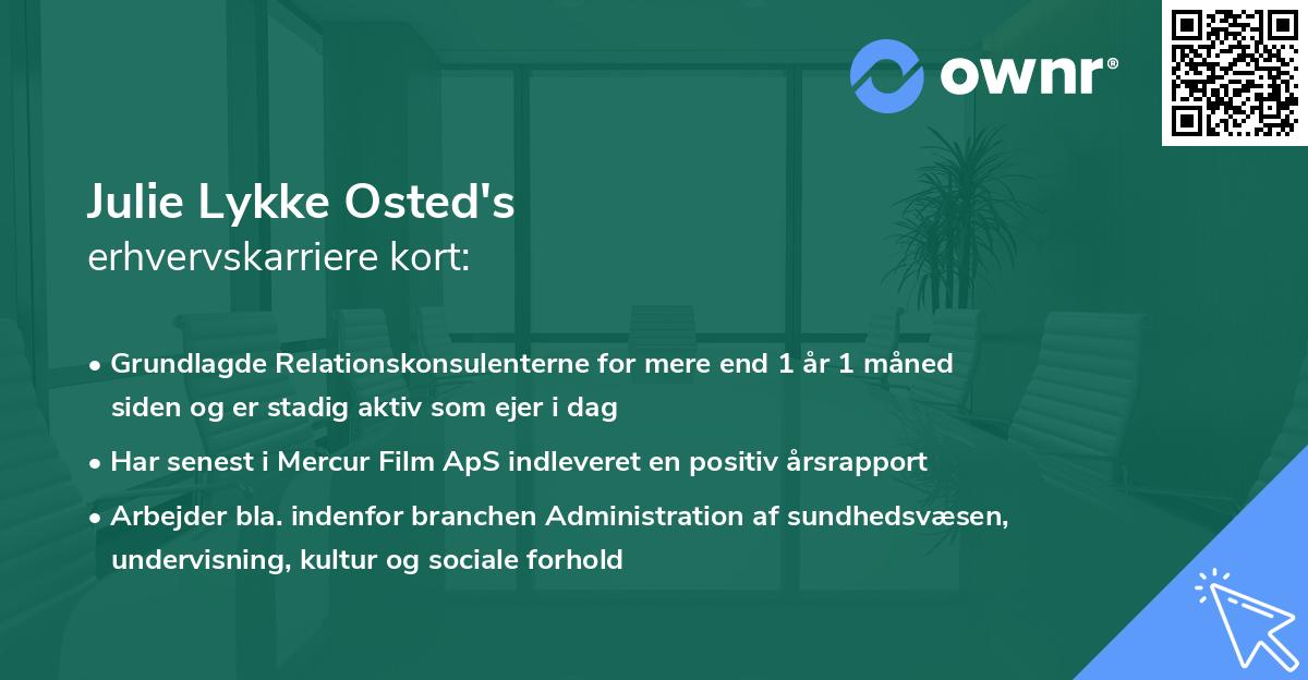 Julie Lykke Osted's erhvervskarriere kort
