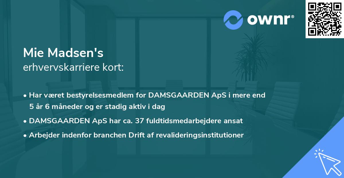 Mie Madsen's erhvervskarriere kort