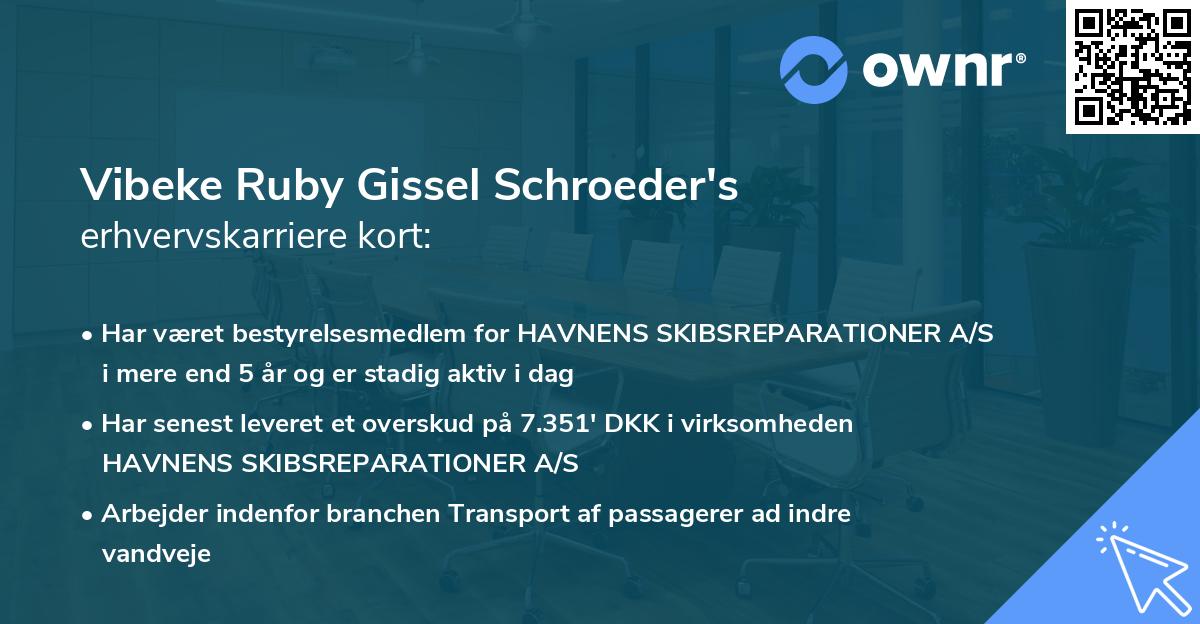 Vibeke Ruby Gissel Schroeder's erhvervskarriere kort
