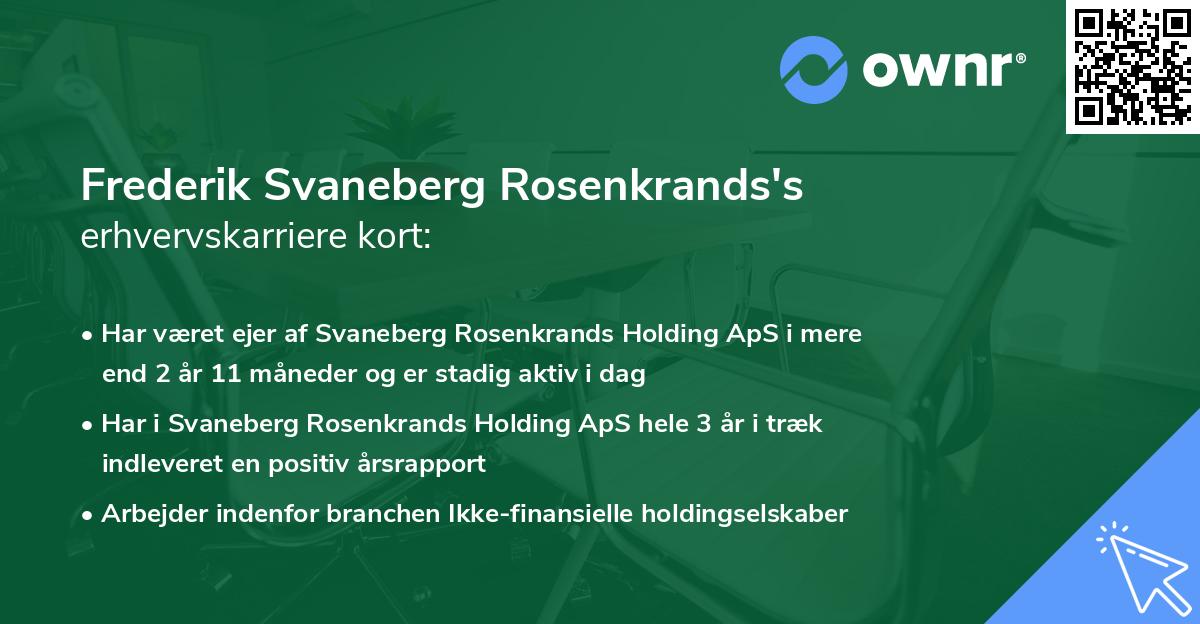 Frederik Svaneberg Rosenkrands's erhvervskarriere kort