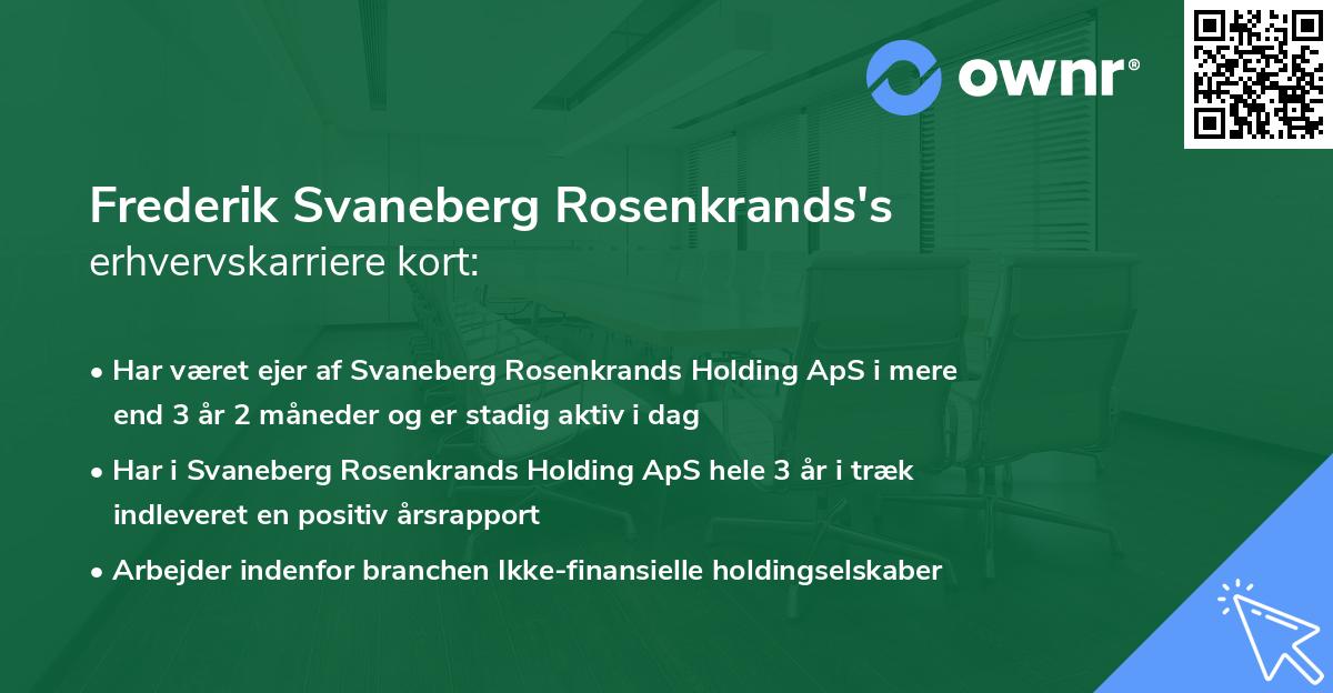 Frederik Svaneberg Rosenkrands's erhvervskarriere kort