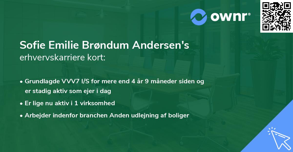 Sofie Emilie Brøndum Andersen's erhvervskarriere kort