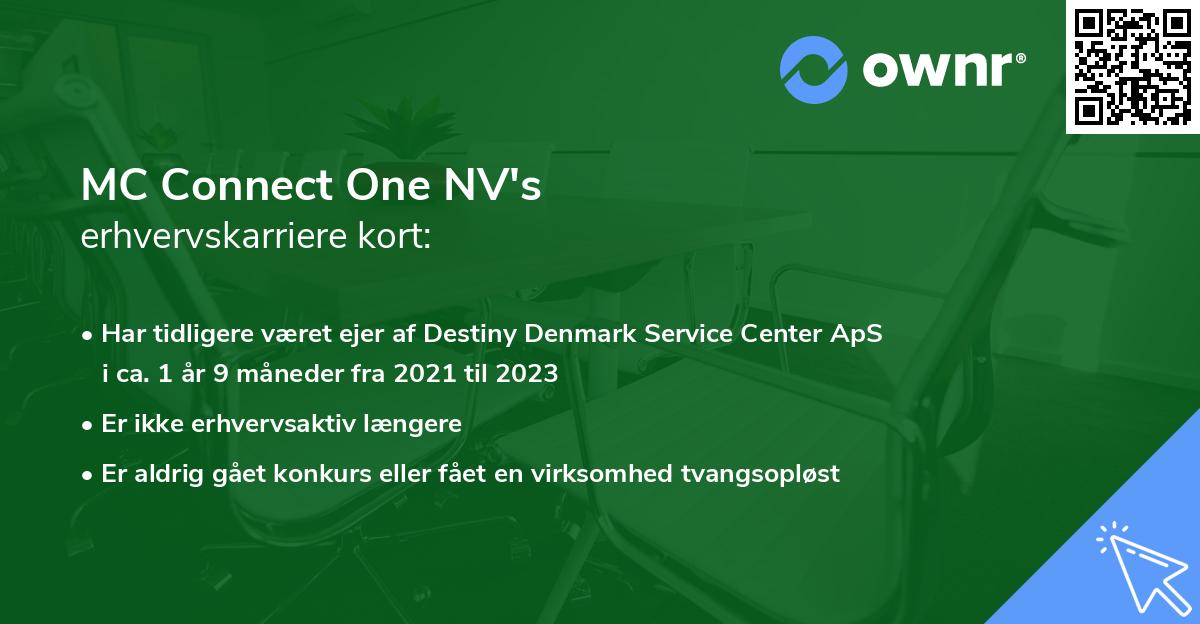 MC Connect One NV's erhvervskarriere kort