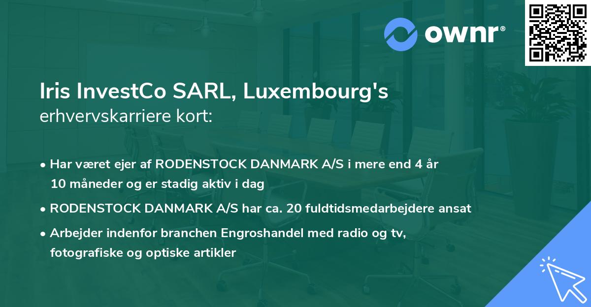 Iris InvestCo SARL, Luxembourg's erhvervskarriere kort
