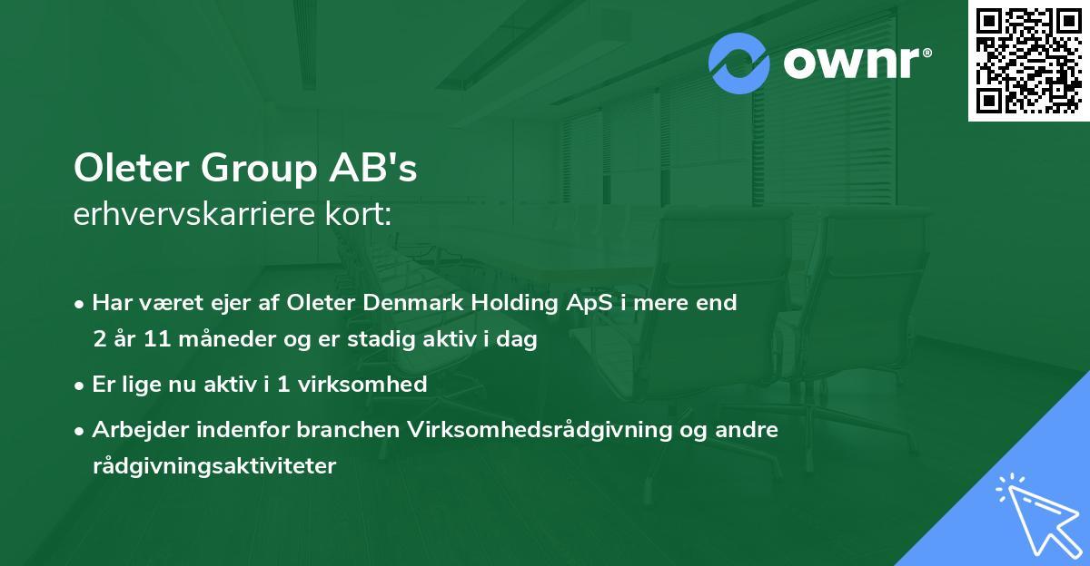 Oleter Group AB's erhvervskarriere kort