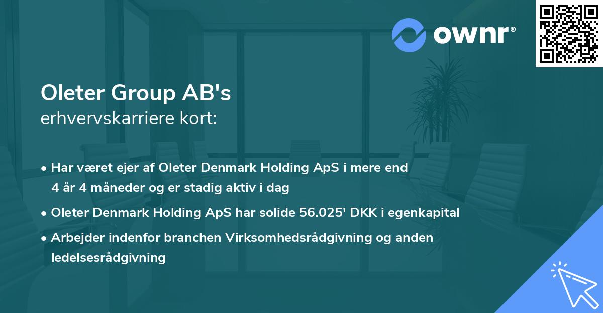 Oleter Group AB's erhvervskarriere kort