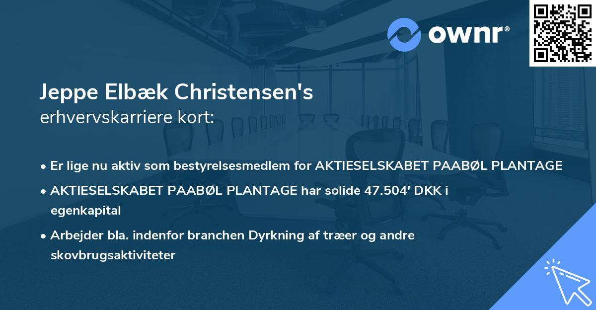 Jeppe Elbæk Christensen's erhvervskarriere kort