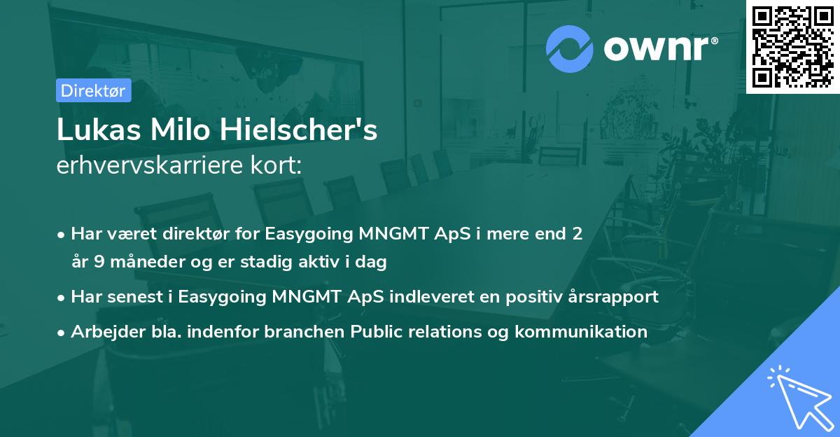 Lukas Milo Hielscher's erhvervskarriere kort