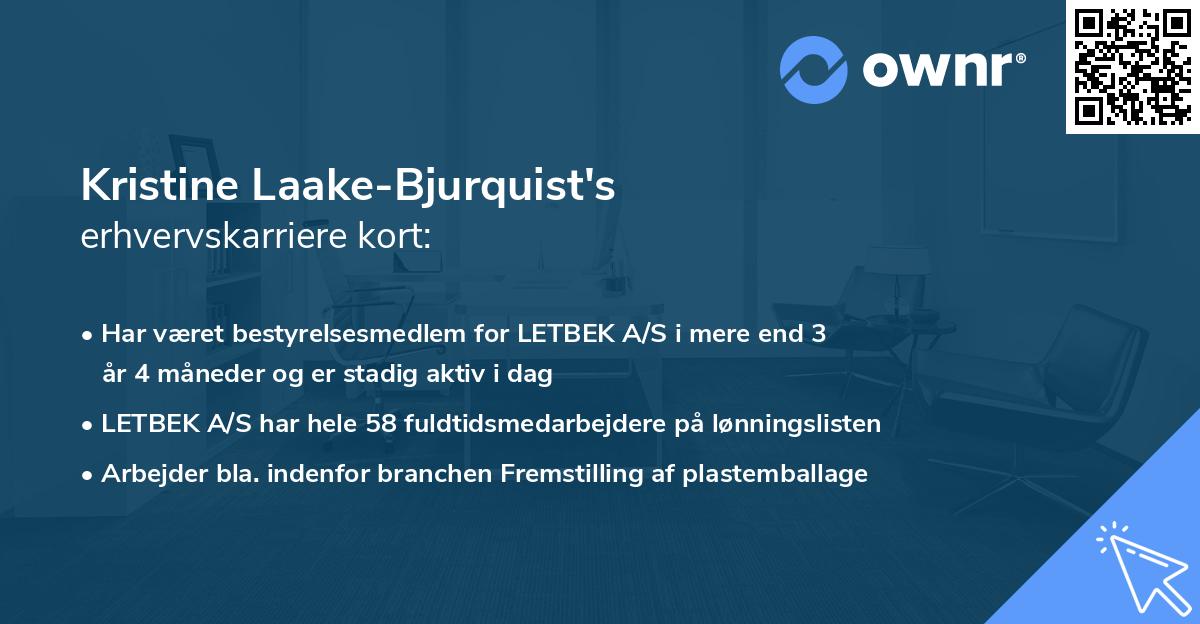 Kristine Laake-Bjurquist's erhvervskarriere kort