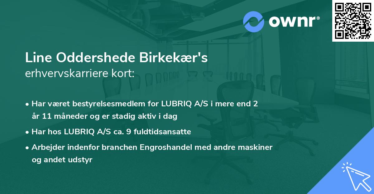 Line Oddershede Birkekær's erhvervskarriere kort