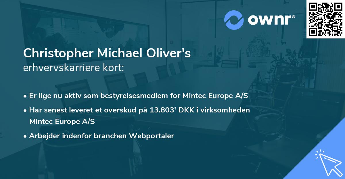 Christopher Michael Oliver's erhvervskarriere kort