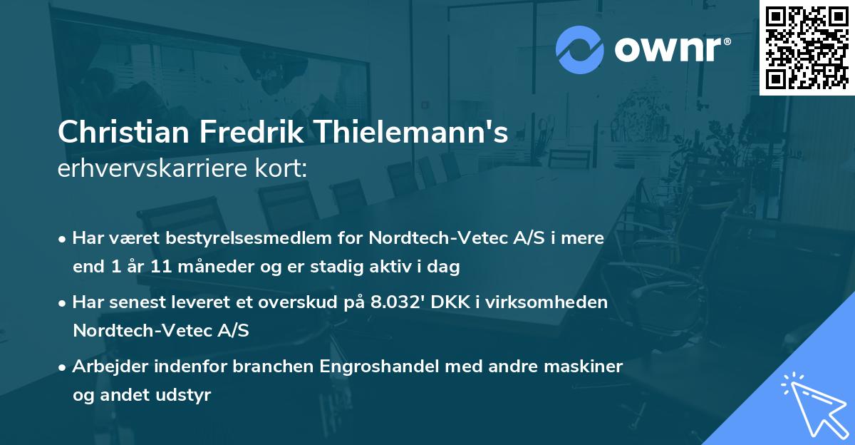 Christian Fredrik Thielemann's erhvervskarriere kort