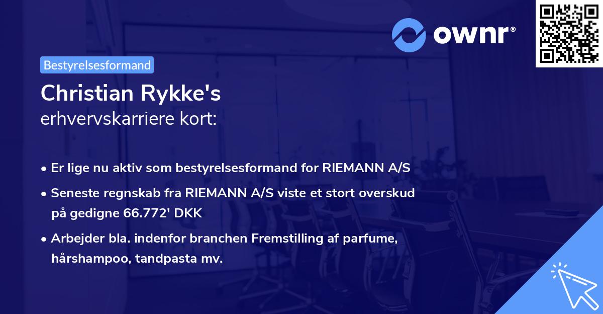 Christian Rykke's erhvervskarriere kort