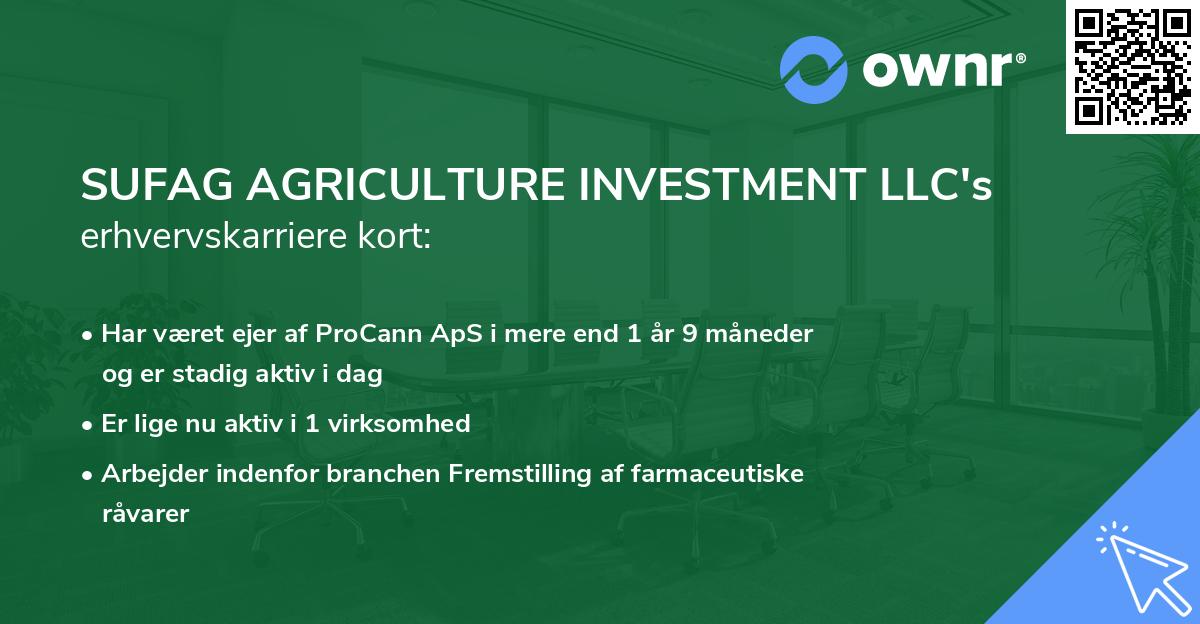 SUFAG AGRICULTURE INVESTMENT LLC's erhvervskarriere kort