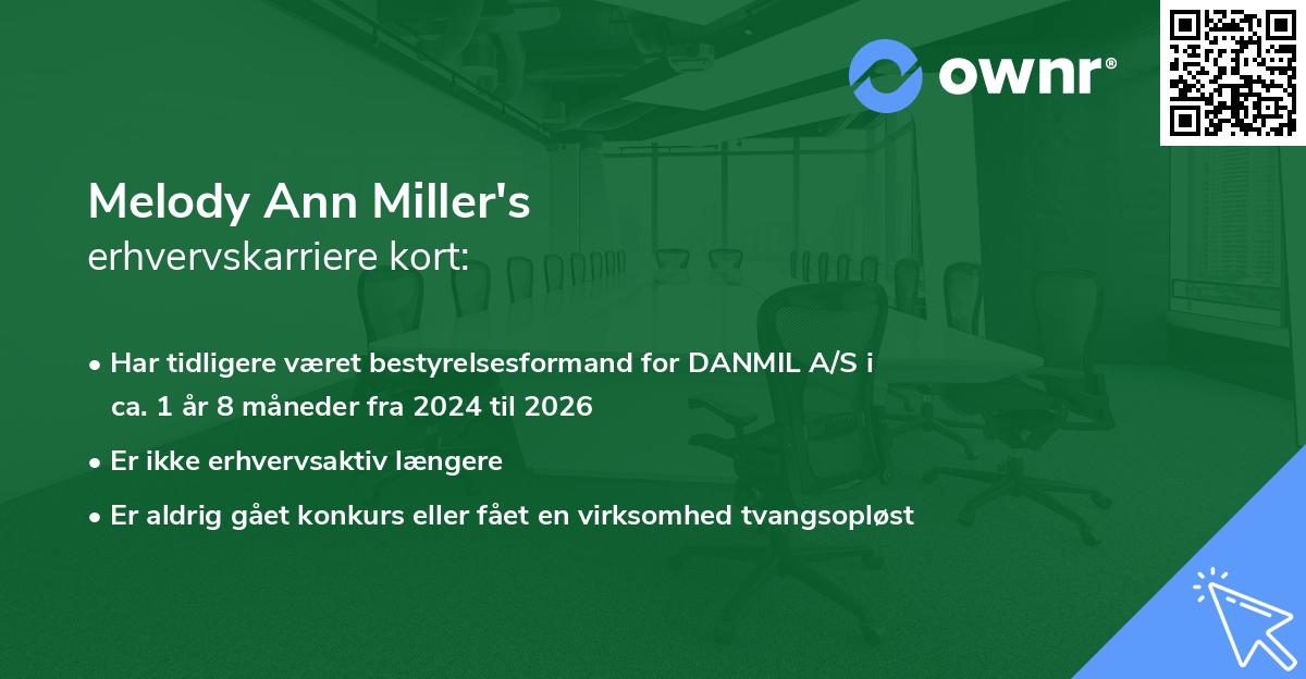 Melody Ann Miller's erhvervskarriere kort