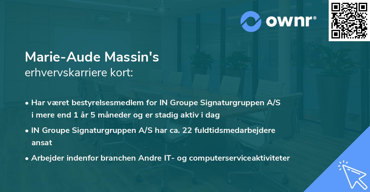 Marie-Aude Massin's erhvervskarriere kort