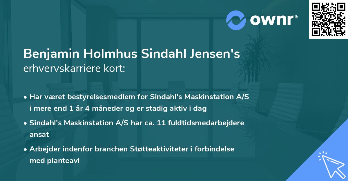 Benjamin Holmhus Sindahl Jensen's erhvervskarriere kort