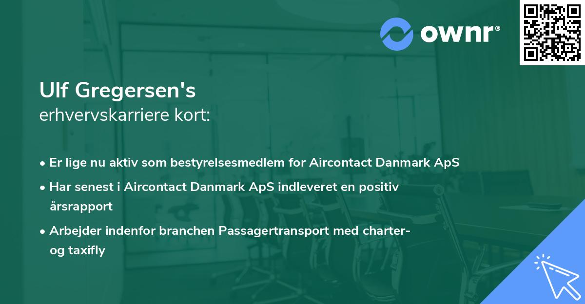 Ulf Gregersen's erhvervskarriere kort