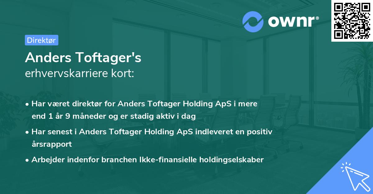Anders Toftager's erhvervskarriere kort