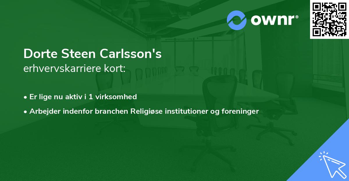 Dorte Steen Carlsson's erhvervskarriere kort